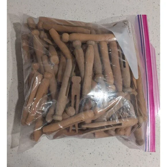 Vintage Wooden Clothespins 1 gallon bag rustic laundry craft - Picture 7 of 11